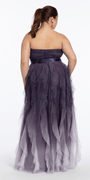 purple/size 14/plus/Camille La Vie /Pleated Strapless Ombre Glitter Mesh A Line Dress/back