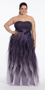 purple/size 14/plus/Camille La Vie /Pleated Strapless Ombre Glitter Mesh A Line Dress/front