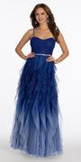 Mesh Ombre Ruched Dress with Tendrils Image 1