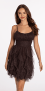 Scoop Glitter Lace Up Back Dress with Corkscrew Skirt Image 3