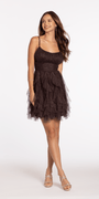 Scoop Glitter Lace Up Back Dress with Corkscrew Skirt Image 2