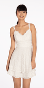 Two Tier Glitter Lace Scalloped Skater Dress Image 3