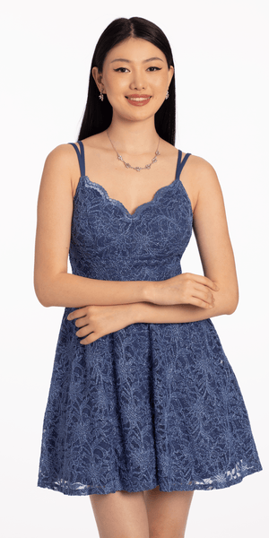 Lace Scallop Neck Fit and Flare Dress Image 2