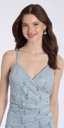 dusty-blue/size/s/missy/Camille La Vie/Sequin Lace Sweetheart Bodycon Dress with Ruching/close up alt