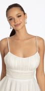 Glitter Mesh Scoop Neck Fit and Flare Dress with Pearl Straps Image 3