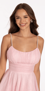 Glitter Mesh Scoop Neck Fit and Flare Dress with Pearl Straps Image 3