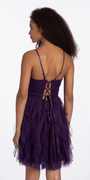 grape/size/4/missy/Camille La Vie/ Lace Up Back Tiered Glitter Mesh Fit and Flare Dress/back