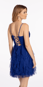 Lace Up Back Tiered Glitter Mesh Fit and Flare Dress Image 10