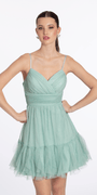 Glitter Mesh Fit and Flare Dress with Ruffle Hem Image 2