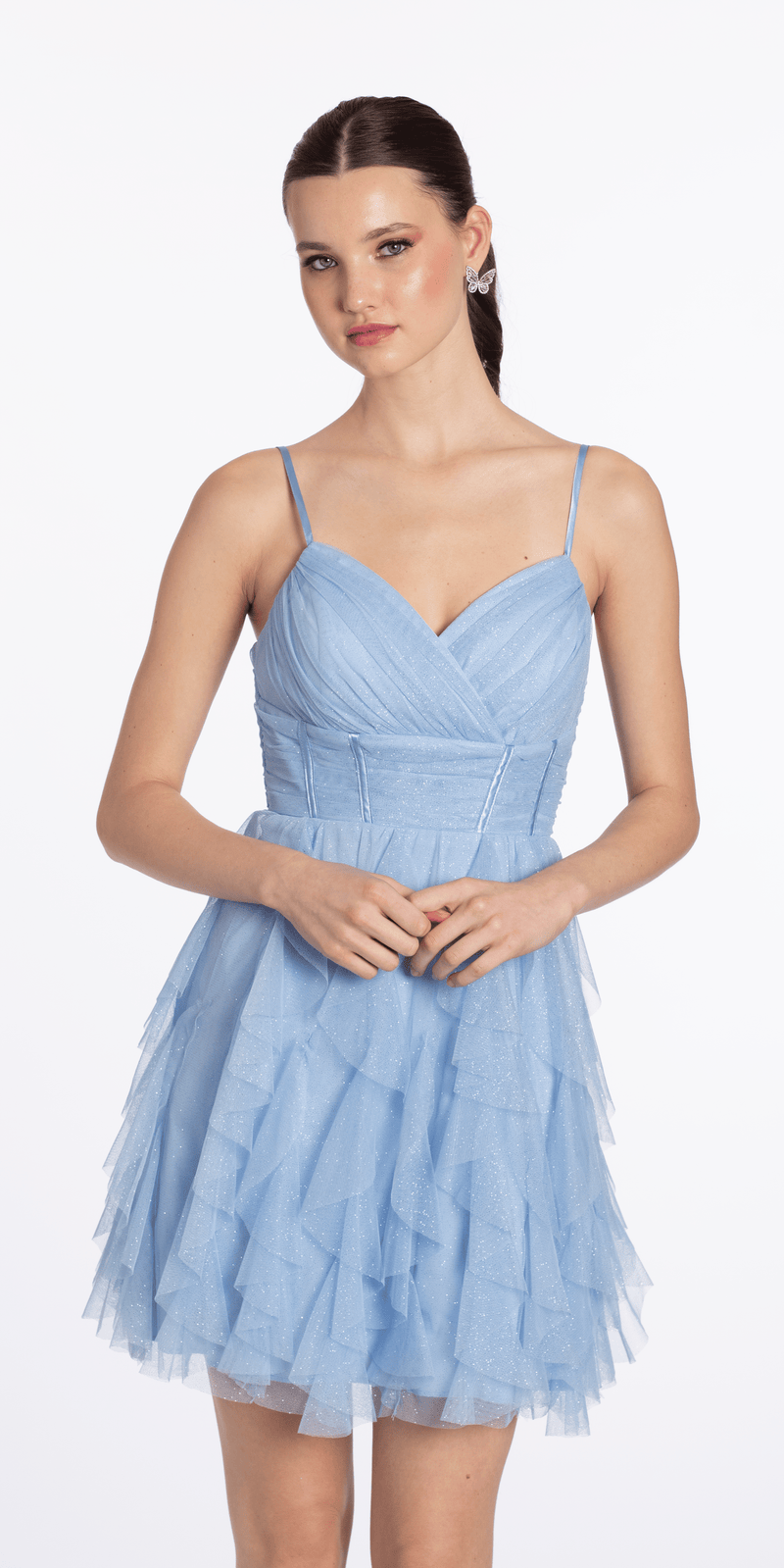 slim fit dress slacks Light Blue Satin Bustier Mini Dress