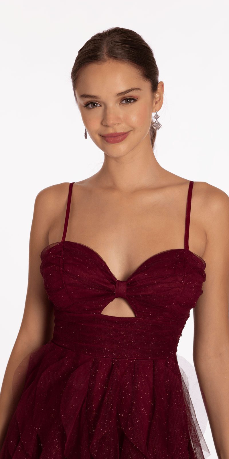 Sweetheart Glitter Mesh High-Low Dress with Peek-a-Boo Bodice Image 2