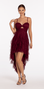 Sweetheart Glitter Mesh High-Low Dress with Peek-a-Boo Bodice Image 4