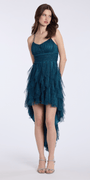 Camille La Vie Glitter Mesh Strappy Lace Up Back High Low Dress
