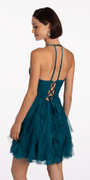 Scoop Neck Glitter Fit and Flare Dress with Tendrils Image 4