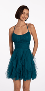 Scoop Neck Glitter Fit and Flare Dress with Tendrils Image 1