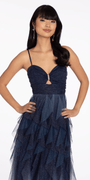 Ombre Glitter Peek a Boo Mesh A Line Dress with Tendrils Image 2