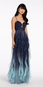 Ombre Glitter Peek a Boo Mesh A Line Dress with Tendrils Image 1