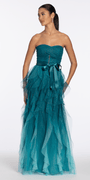teal/ size/4/missy/Camille La Vie/Strapless Glitter Mesh Ombre A Line Dress with Tendrils /front alt 2