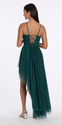 Camille La Vie Strappy Back Glitter Mesh Sweetheart Corset High-Low Dress