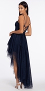 navy/size/4/missy/Camille La Vie/Strappy Back Glitter Mesh Sweetheart Corset High-Low Dress /back alt