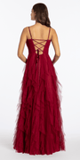Lace Up Back Glitter Mesh Corset A Line Dress with Tendrils Image 5
