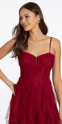 Lace Up Back Glitter Mesh Corset A Line Dress with Tendrils Image 2