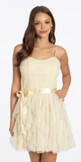 butter/size/4/missy/Camille La Vie /Glitter Mesh Corset Fit and Flare Dress with Satin Tie/front alt 2