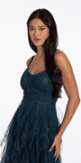 teal/size/2/missy/Camille La Vie/Strappy Back Glitter Mesh High Low Dress with Tendrils/crop 2