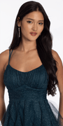 teal/size/2/missy/Camille La Vie/Strappy Back Glitter Mesh High Low Dress with Tendrils/crop