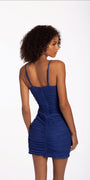 Glitter Knit Ruched Dress with Adjustable Shoulder Straps Image 4
