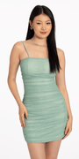 Glitter Knit Ruched Dress with Adjustable Shoulder Straps Image 1