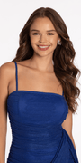 Ruched Glitter Mesh Bodycon Dress with Side Sash Image 4