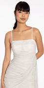 Ruched Glitter Mesh Bodycon Dress with Side Sash Image 8