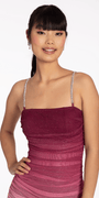 Ombre Glitter Mesh Bodycon Dress with Rhinestone Straps Image 2