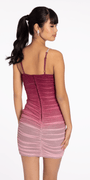 Ombre Glitter Mesh Bodycon Dress with Rhinestone Straps Image 5