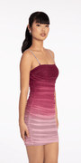 Ombre Glitter Mesh Bodycon Dress with Rhinestone Straps Image 3