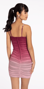Ombre Glitter Mesh Bodycon Dress with Rhinestone Straps Image 4