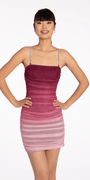 Ombre Glitter Mesh Bodycon Dress with Rhinestone Straps Image 1