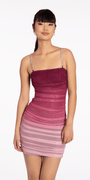 Ombre Glitter Mesh Bodycon Dress with Rhinestone Straps Image 3