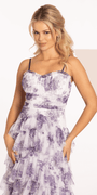 Sweetheart Mesh Floral Tiered Lace Up A Line Dress Image 3