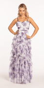 Sweetheart Mesh Floral Tiered Lace Up A Line Dress Image 1