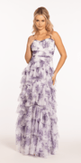 Sweetheart Mesh Floral Tiered Lace Up A Line Dress Image 2