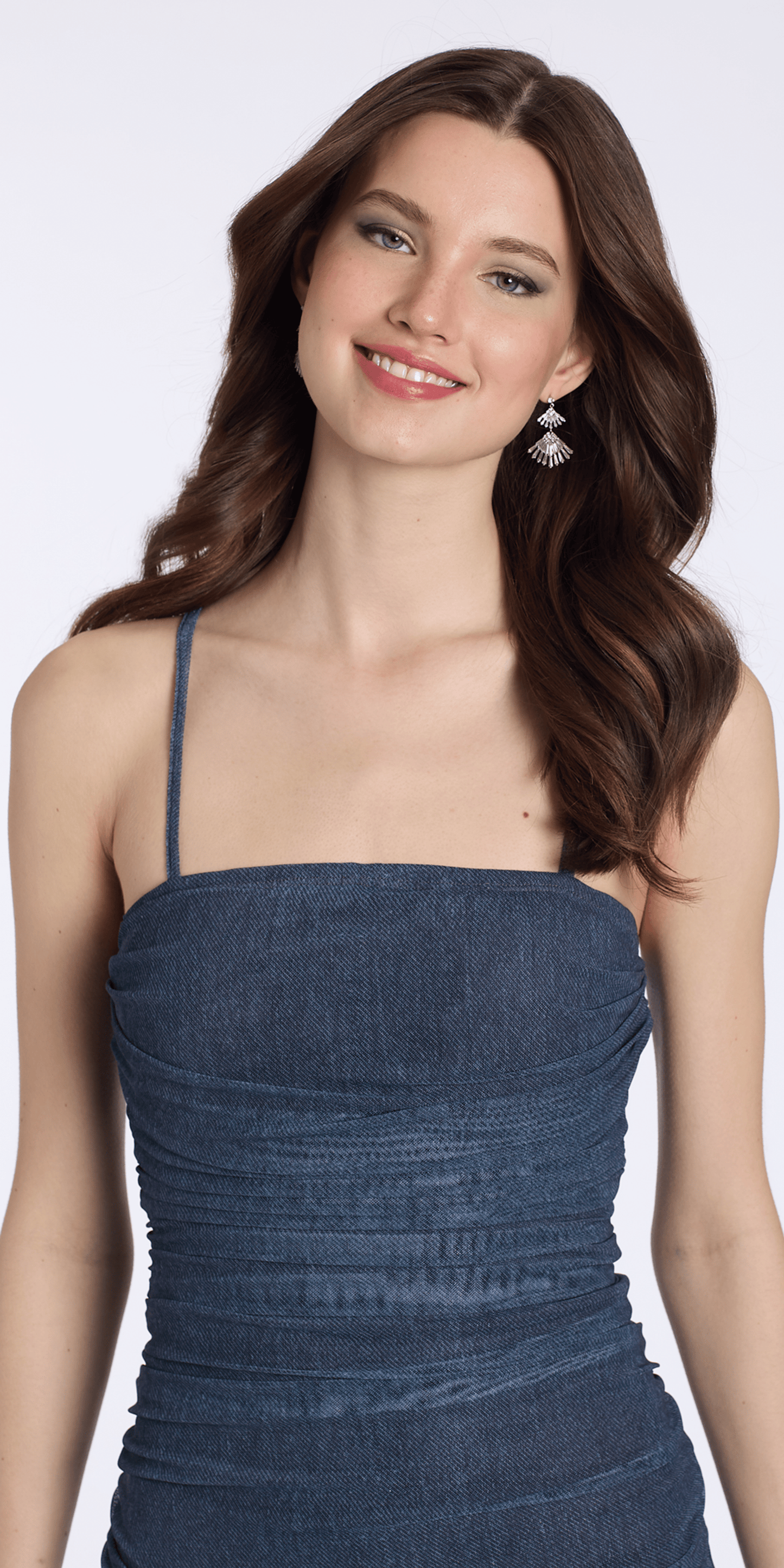 Camille La Vie Ruched Bodycon Dress with Adjustable Spaghetti Straps