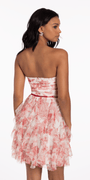 Strapless Floral Mesh Tiered Fit and Flare Dress Image 5