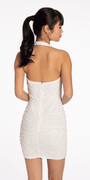 Pearl Glitter Halter Bodycon Dress with Ruching Image 3