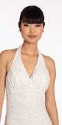 Pearl Glitter Halter Bodycon Dress with Ruching Image 2