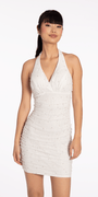 Pearl Glitter Halter Bodycon Dress with Ruching Image 1