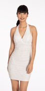 Pearl Glitter Halter Bodycon Dress with Ruching Image 4