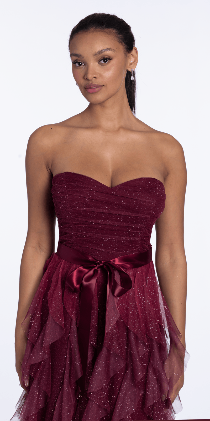 Pear Culture Juniors Womens Glitter Long Evening Dress, burgundy Pink