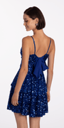 Two Tier Sequin Tie Back Keyhole Fit and Flare Dress Image 3